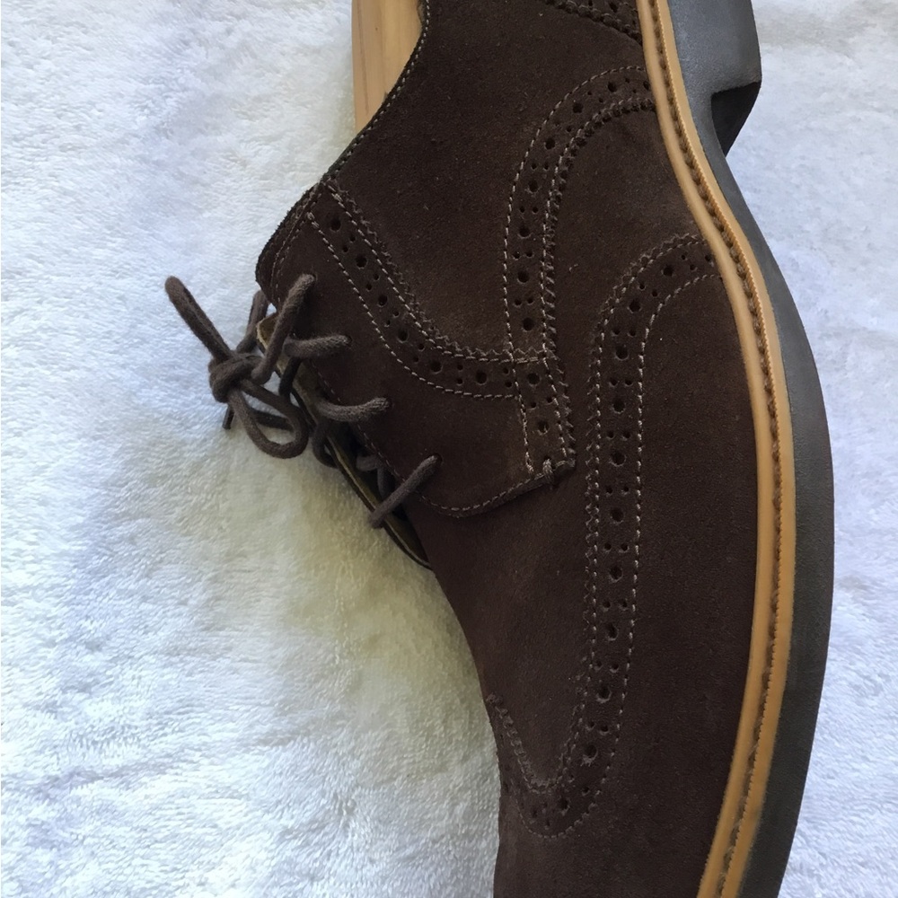 Cole Haan Grand OS 9 Brown Suede Wing Tip Oxford Dress Shoes Academia Derby